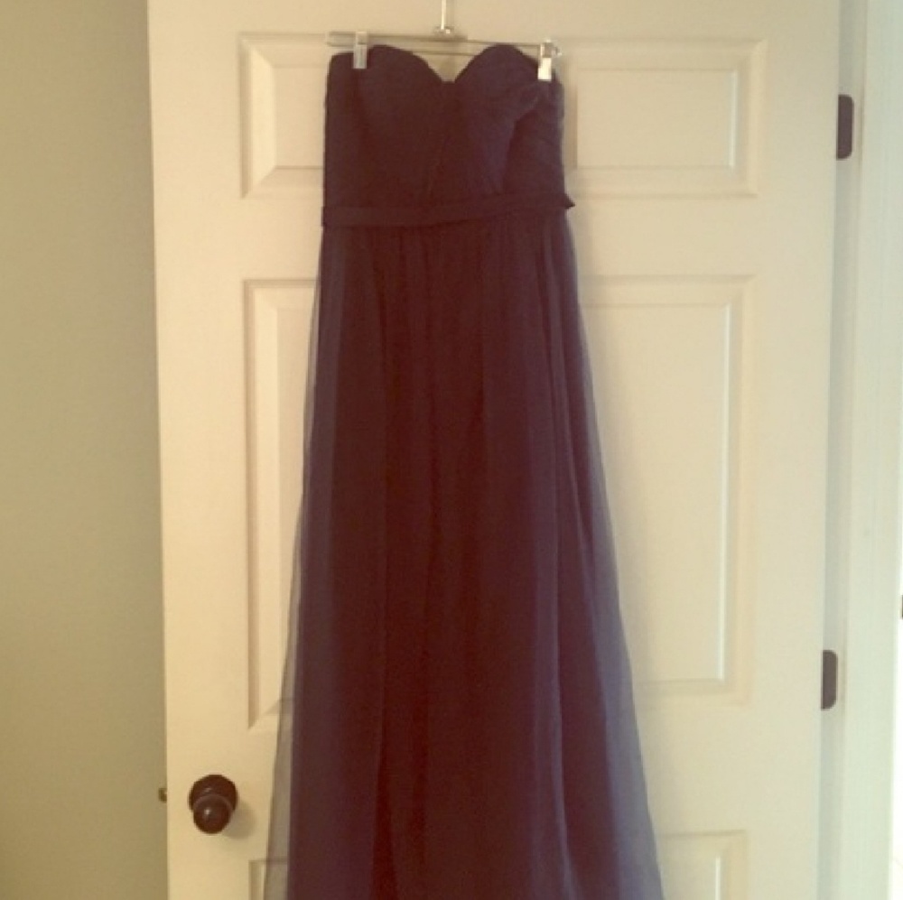 David's Bridal marine Blue bridesmaids dress